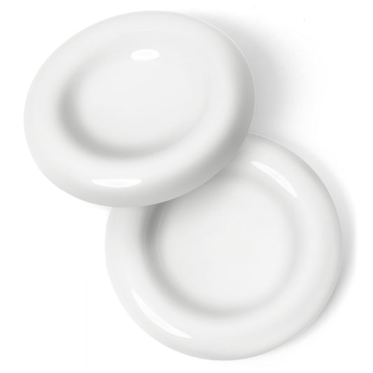 CatGuru Ceramic Cat Food Bowl (Torus, Set of Two, White)