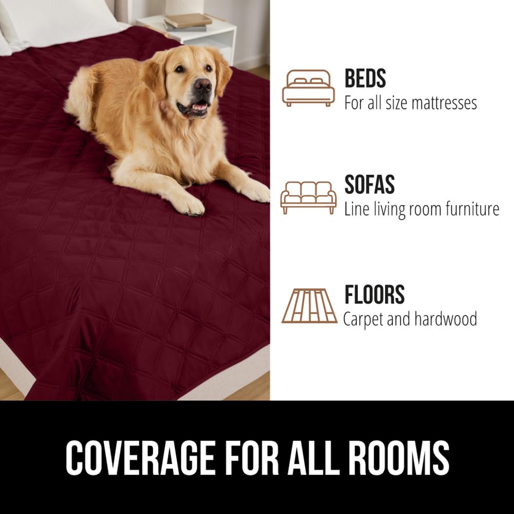 GORILLA GRIP Waterproof Dog Bed Cover, Pet Blanket for Furniture, Sofa, Couch, Crate, Car, Sofa Throw Essential for Cats and Dogs, Tear and Slip Resistant Leakproof Cushion Cover, 30x70 Burgundy