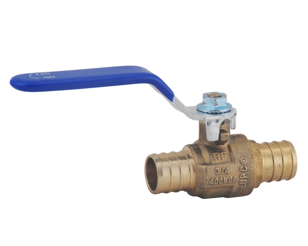 PEX Brass Ball Valve, 3/4-in PEX Lead Free Brass Shut Off Ball Valve with Red & Blue Long Lever Or T Handle,Pex Barb Water Valve with cUPC Certified for Cold and Hot Water (4-Pack)