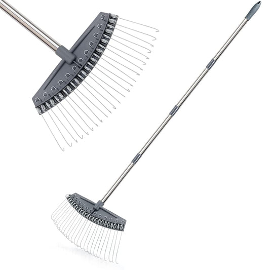 Colwelt Thatch Rake -24 Steel Tines, Dethatching Rakes with 54’’ Lightweight Stainless Steel Handle, Yard Dethatcher Rakes for Lawn(Pine Needles, Dead Grass, Thatch, Leaves, Mulch)