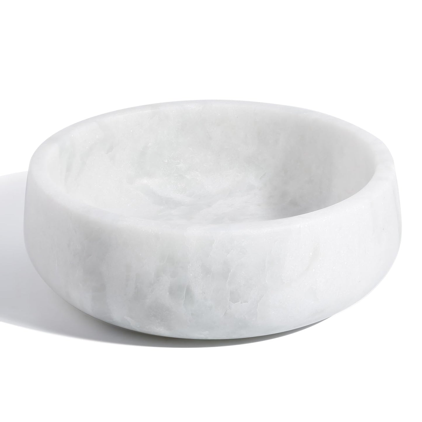 White Marble Dog Bowls, Non-Slip Dog Food Water Bowl Small, Pet Bowl for Cats and Medium Dogs, African Natural Marble, Holds 4 Cups(5lbs)