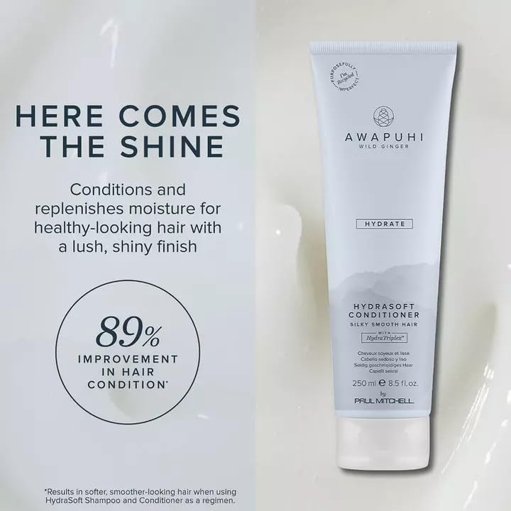 Awapuhi Wild Ginger by Paul Mitchell HydraSoft Conditioner, For Silky Smooth Hair, Ideal For All Hair Types, Especially Dry + Frizzy Hair, 1 L.
