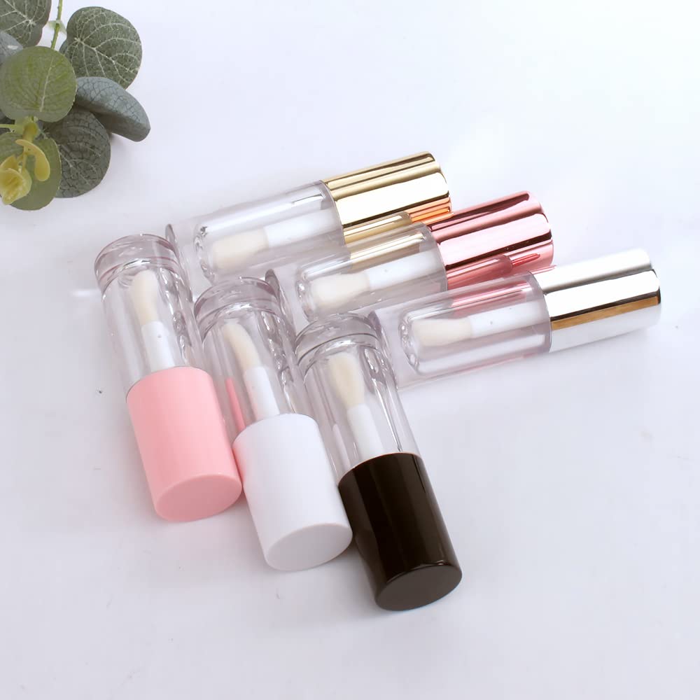 COSIDEA 50pcs Empty Pink 6ml big doe foot wand lip gloss tubes Round Chunky lipgloss tubes containers wholesale with thick large wand