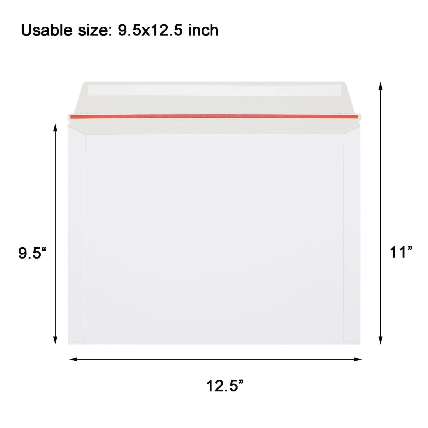 zmybcpack 50 Pack 9.5X12.5 inch Self Seal Rigid Mailer Stay Flat Cardboard Mailers, White Cardboard Shipping Envelopes White Photo Document Mailers for CD, Photos, Document