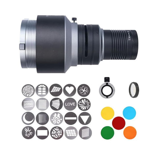 Bowens Mount Spotlight Conical Optical Snoot kit,Photography Studio Lighting Projector Accessory with 20 Gobos 5 Color Filters for Aputure Amaran 100DS/XS 200XS/DS 300C/DII/X 60D/XS Godox SL60 AD600
