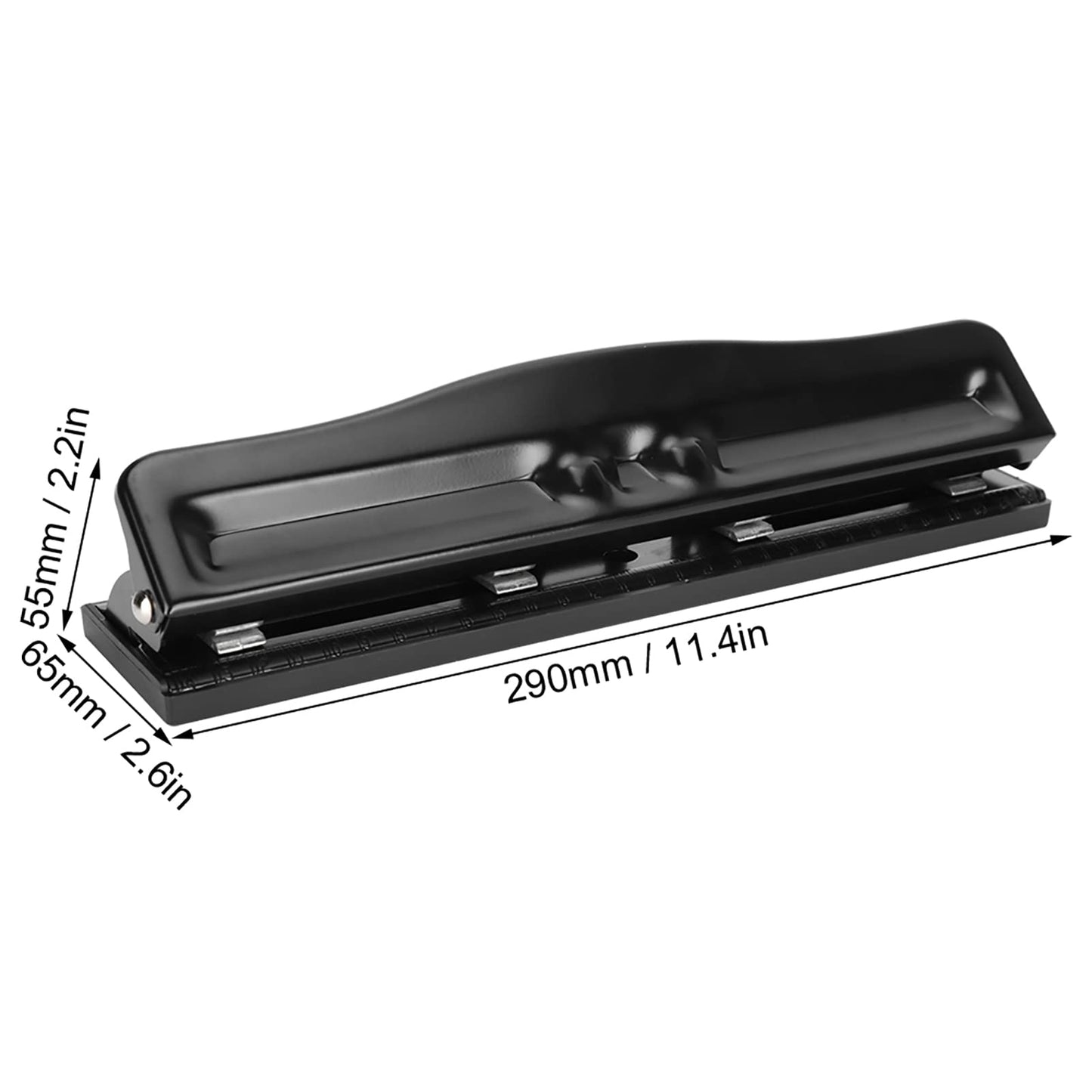 Desktop Hole Punch, 4 Hole Adjustable Paper Ring Puncher Metal A4 Refills Heavy Duty Squeeze Portable Punch 10 Sheet Capacity Low Force for Home School Office Studio Home Essential Supplies Black