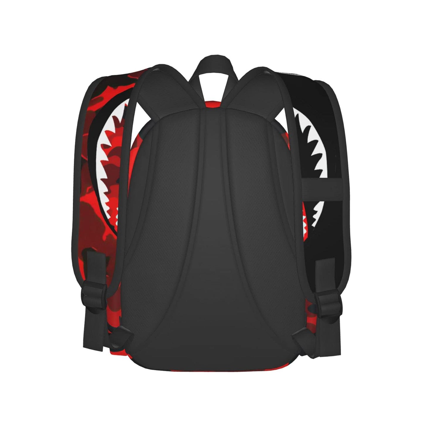 Vkaxopt Backpack Shark Teeth Camo Backpacks Travel Laptop Daypack Big Capacity Bookbag Fashion Durable for Men and Women, Red Black Shark, 11 x 16.9 x 6.3 inches, Daypack Backpacks