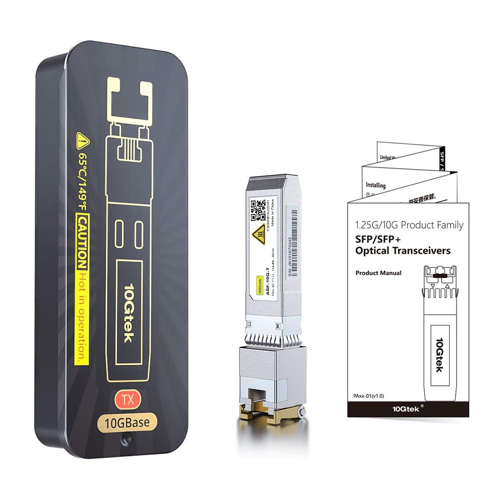 10GTEK 1.25/2.5/5/10G-T SFP+ to RJ45 Copper Module - 10GBase-T Transceiver for Cisco SFP-10G-T-S Ubiquiti unifi UF-RJ45-10G D-Link Supermicro Broadcom Linksys up to 30m Pack of 2