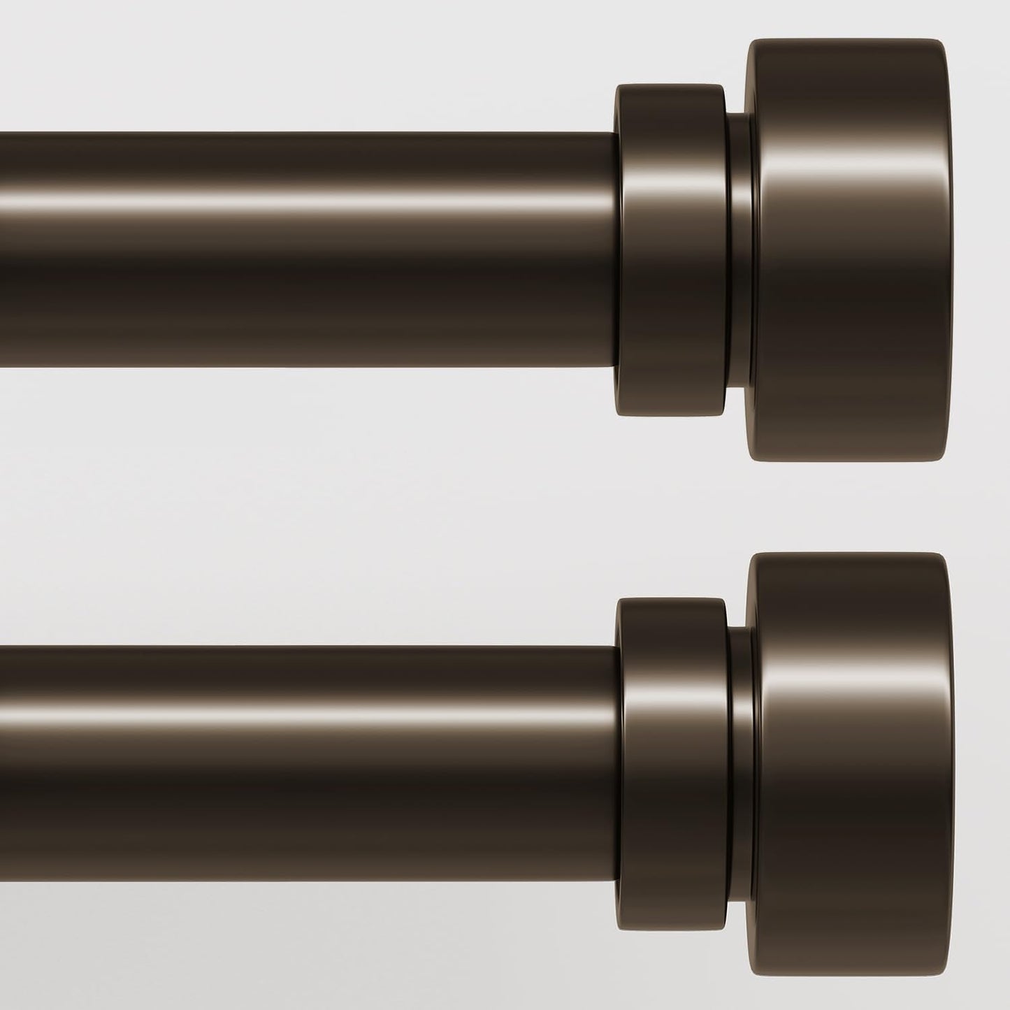2 Pack Modern Brown Curtain Rods Set for Windows 48 to 84 Inches Adjustable Length Heavy Duty 1" Diameter Window Curtain Rod with Decorative Finials for Outdoor Bedroom Kitchen Living Room