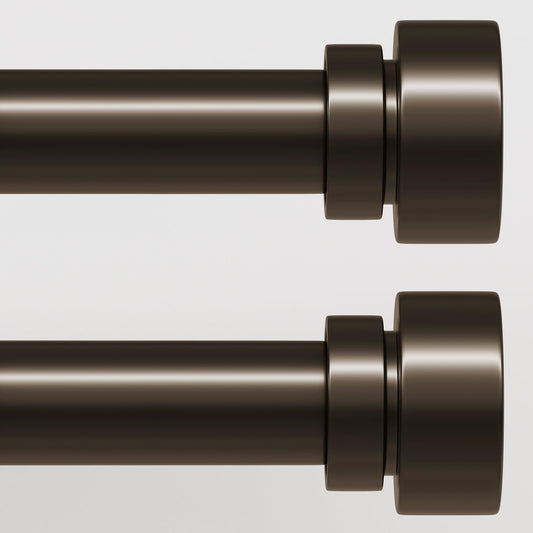 2 Pack Modern Brown Curtain Rods Set for Windows 48 to 84 Inches Adjustable Length Heavy Duty 1" Diameter Window Curtain Rod with Decorative Finials for Outdoor Bedroom Kitchen Living Room
