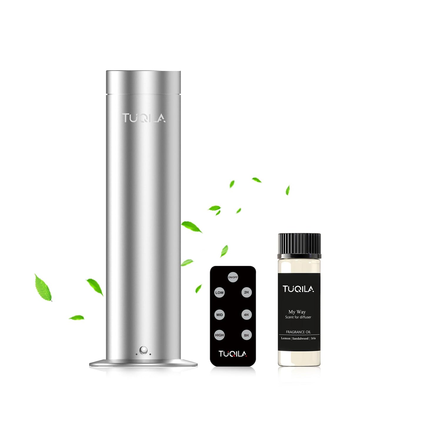 Tuqila Diffuser Smart Scent Essential Oil, Waterless Cold Air Aroma Scent Diffusion, APP Control 150ML Up to 1500Sq.Ft Coverage, Fragrance Aromatheray Oil for Home, Hotel,Office (Silver+20ML My Way)