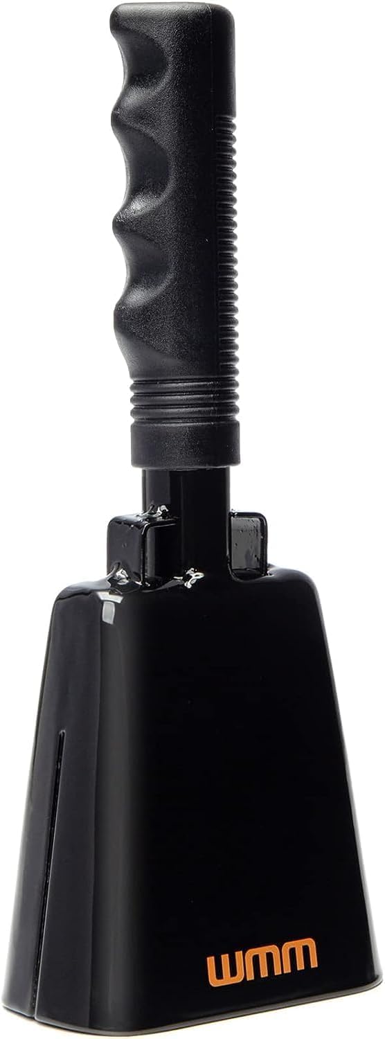 2 Pack 10 Inch Cow Bell Noise Makers Cowbell for Sporting Event Cheering Bell for Football Games Large Steel Cowbell with Handle Solid School Bells Call Bell Alarm (Black)