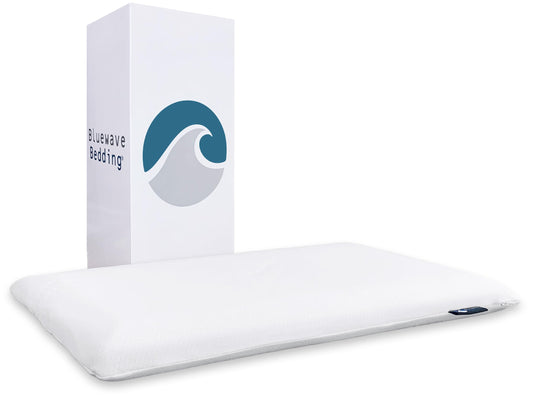 Bluewave Bedding Extra Slim Gel Memory Foam Pillow for Stomach and Back Sleepers - Thin, Flat Design for Deeper Sleep (4.5cm Height, Standard Size)