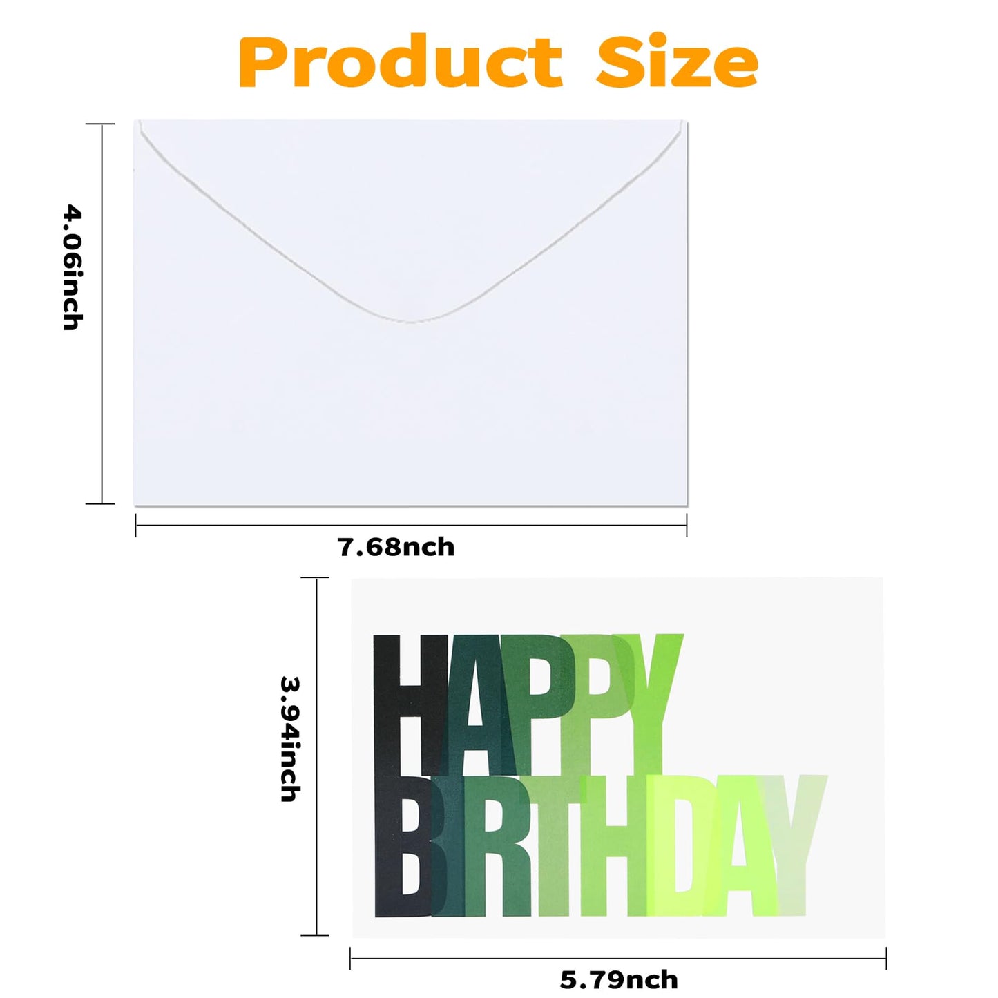 XXINMOH 102 Pack Happy Birthday Cards Bulk with 4x6 Envelopes, Blank Inner, 6 Designs for Students, Work, Office, Gradient Colorful Font (Plus 102 Envelopes)