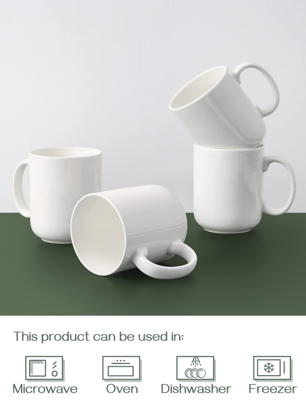 DOWAN 20 Oz Coffee Mugs with Large Handle, Ceramic Large White Mugs, Set of 6 White Coffee Mugs, Large Cup for Coffee, Tea, Hot Cocoa, Appreciation Father's Day Gifts, Dishwasher and Microwave Safe