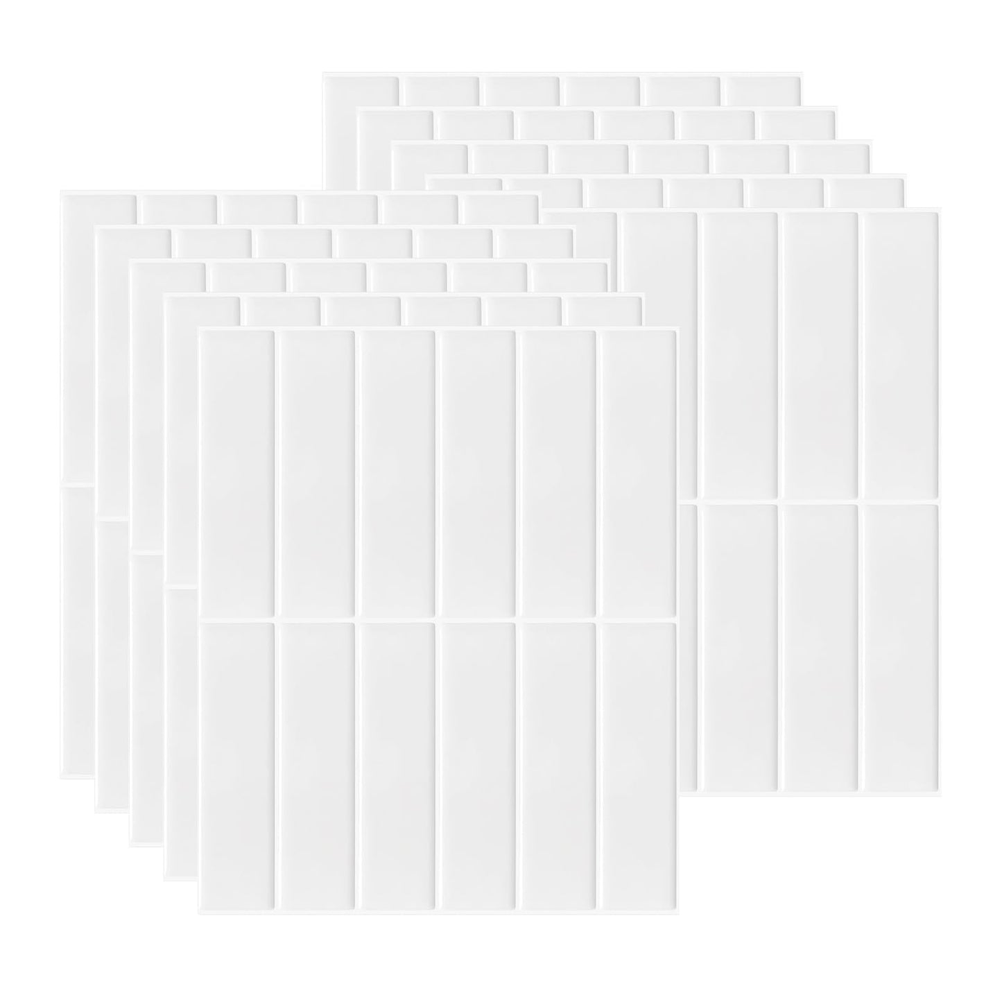 Peel and Stick Backsplash Tiles – 10 Pack 3D Self-Adhesive Wall Panels for Kitchen & Bathroom – Waterproof, Heat-Resistant Stick-On Tile – Modern Design (White)