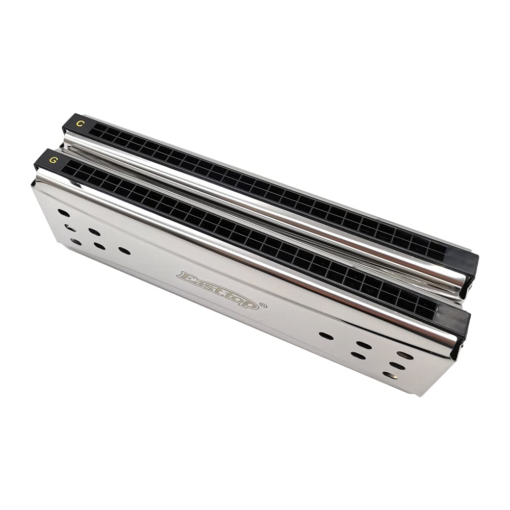 Selected Reeds 24Holes Double-sided Double-tone Harmonica, Advanced C-tone G-tone Polyphonic Harmonica for Beginners, Adults and Students with Wooden Box (24holes)