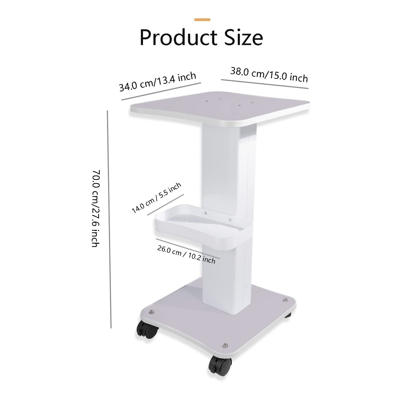 Trolley Cart with Wheels, HUOXOU 3 Tier Beauty Rolling Cart, Trolley spa, spa Trolley, Esthetician Cart, Salon Trolley cart with Wheels, Load 220 lbs