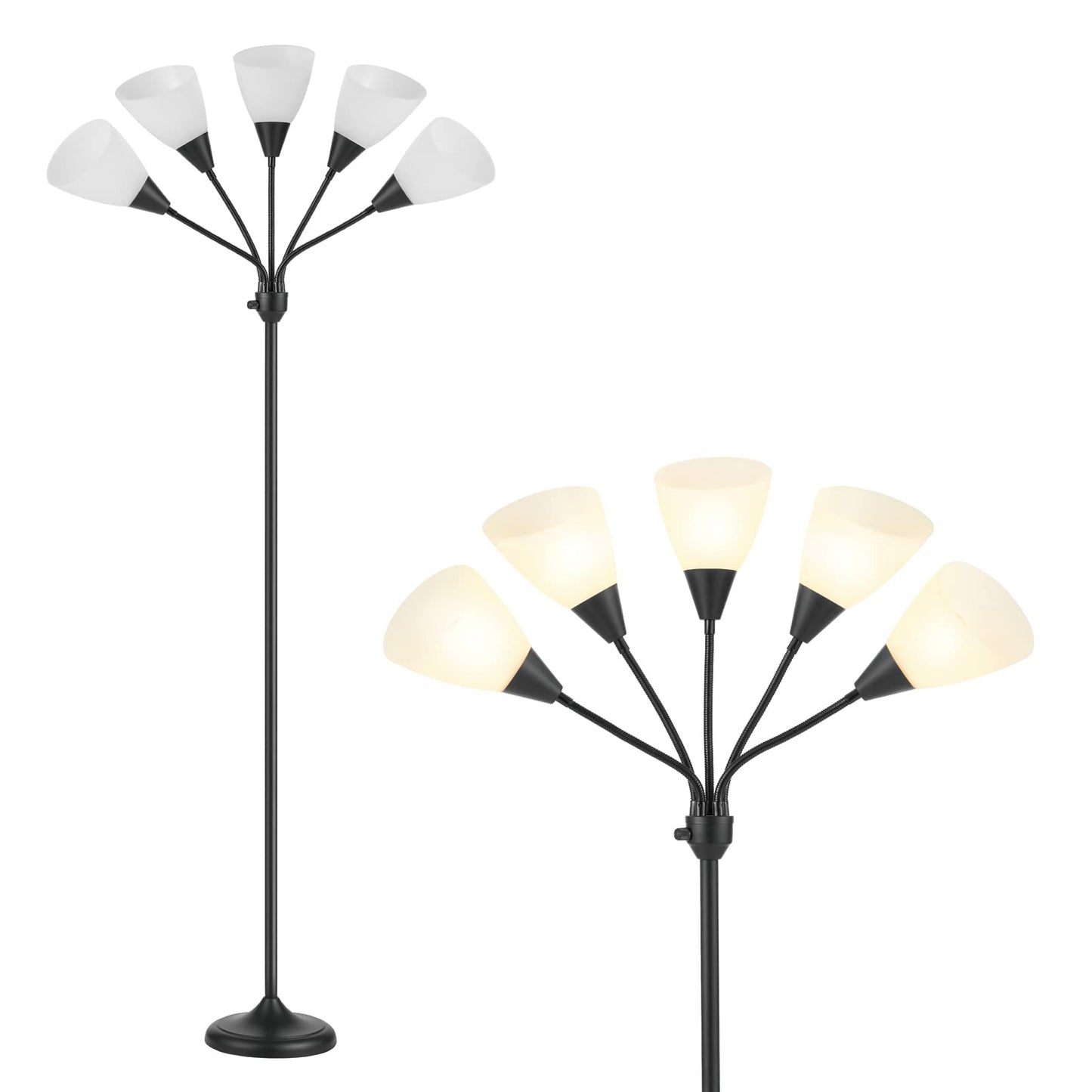 HonoDing Medusa Floor Lamps Standing Lamps 5 Heads Adjustable Reading Light Large Shade Use E26 A19 Bulb Floor Lamps for Living Room Bedroom