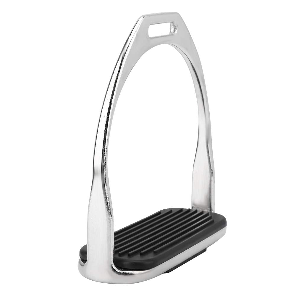 1 Pair Iron Horse Stirrups, 4.8inch Riding Equestrian Plating Iron Horse Stirrups with Black Rubber Horse Mat for Horse Riding Equestrian Accessories