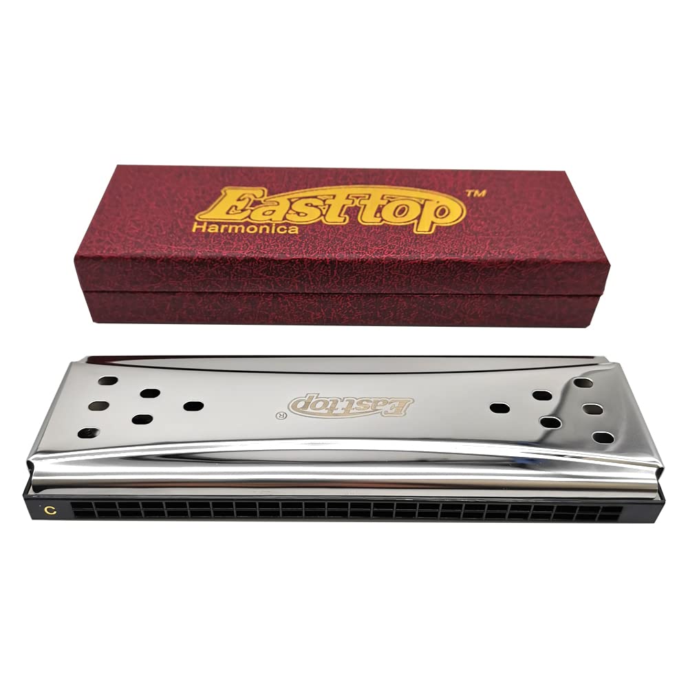 Selected Reeds 24Holes Double-sided Double-tone Harmonica, Advanced C-tone G-tone Polyphonic Harmonica for Beginners, Adults and Students with Wooden Box (24holes)