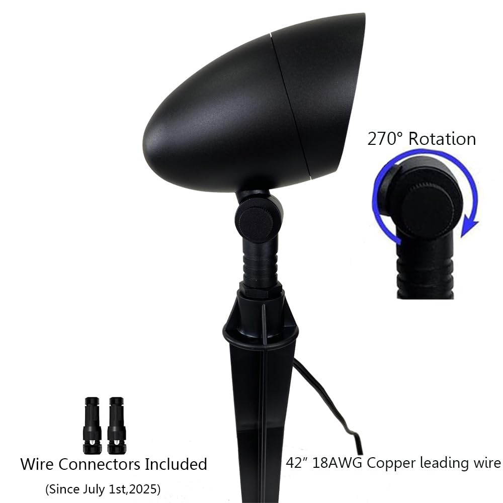 Leelands Low Voltage Landscape Lighting Fixture,Cast Aluminum 12V Landscape Spotlights 8W for LED Spot Lights Outdoor Tree Uplights Garden Yard Lights Water Resistant Black Finish Warm White Pack of 2