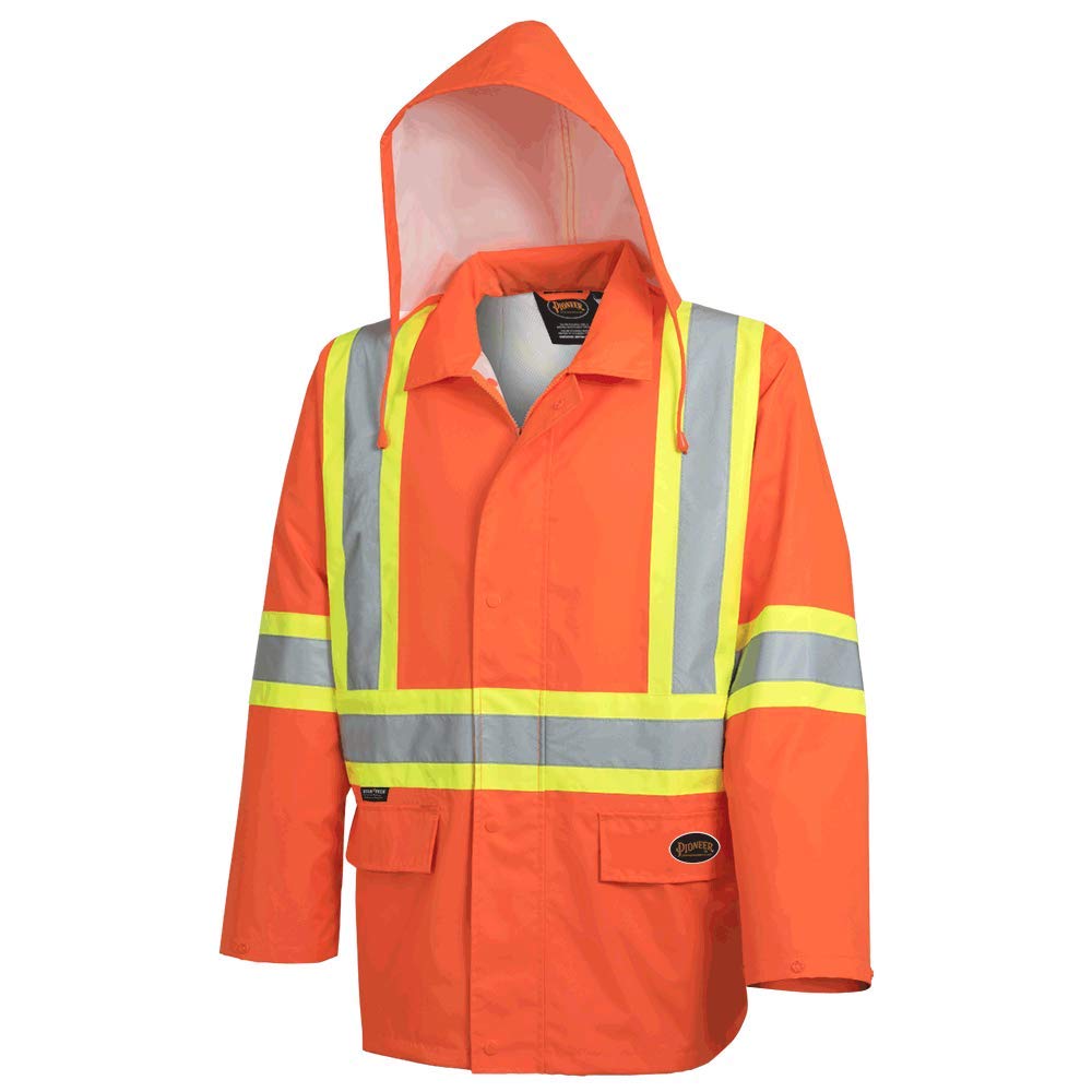 Pioneer V1081350 Hi-Viz Safety Rain Jacket, Tear and Abrasion Resistant