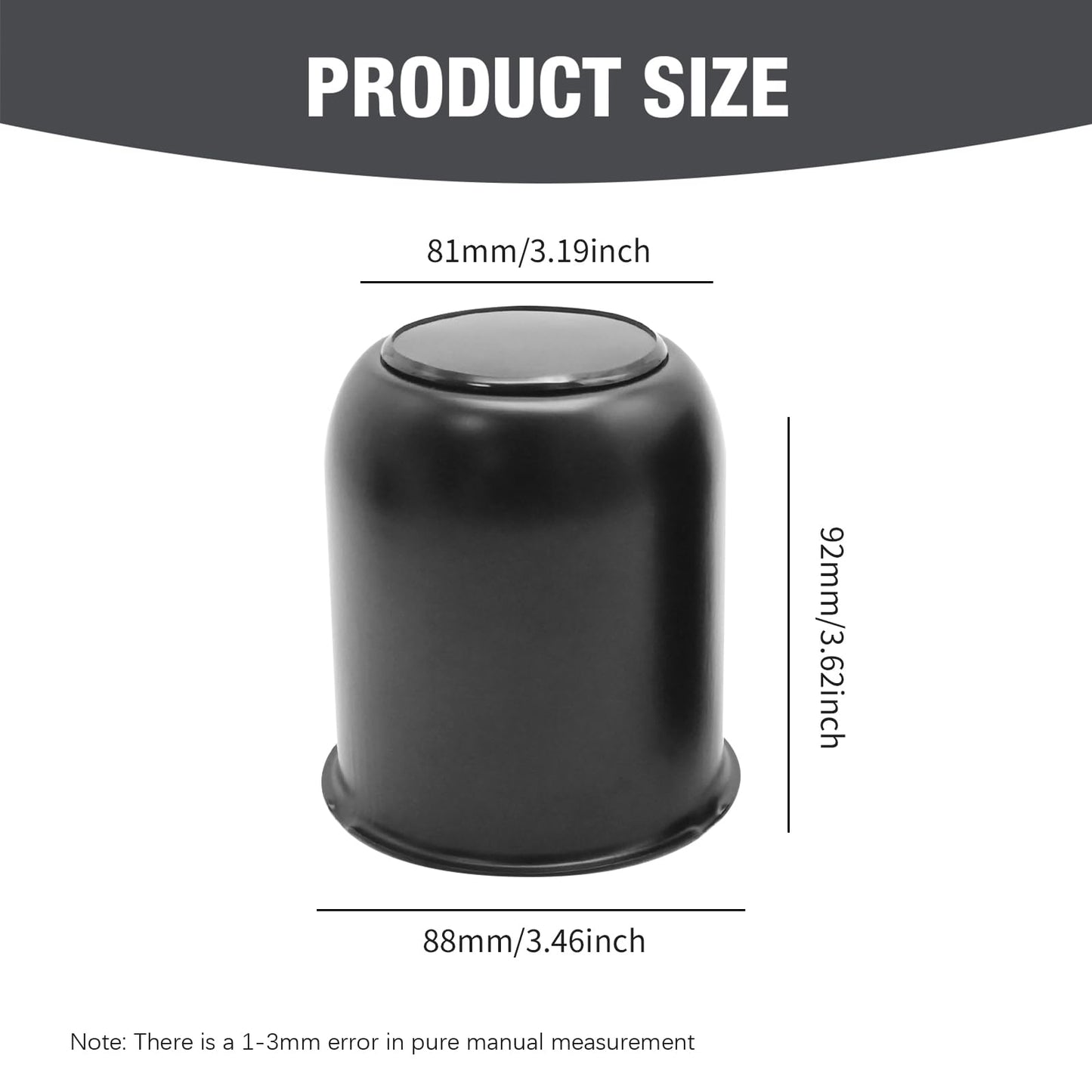 Hoypeyfiy 4Pcs Push Through Wheel Center Caps, 3.19 Inch Truck Trailer Rim Center Caps, Trailer Hub Caps for Trailer Truck RV Wheel Rims, Silver or Black (Black,3.19")