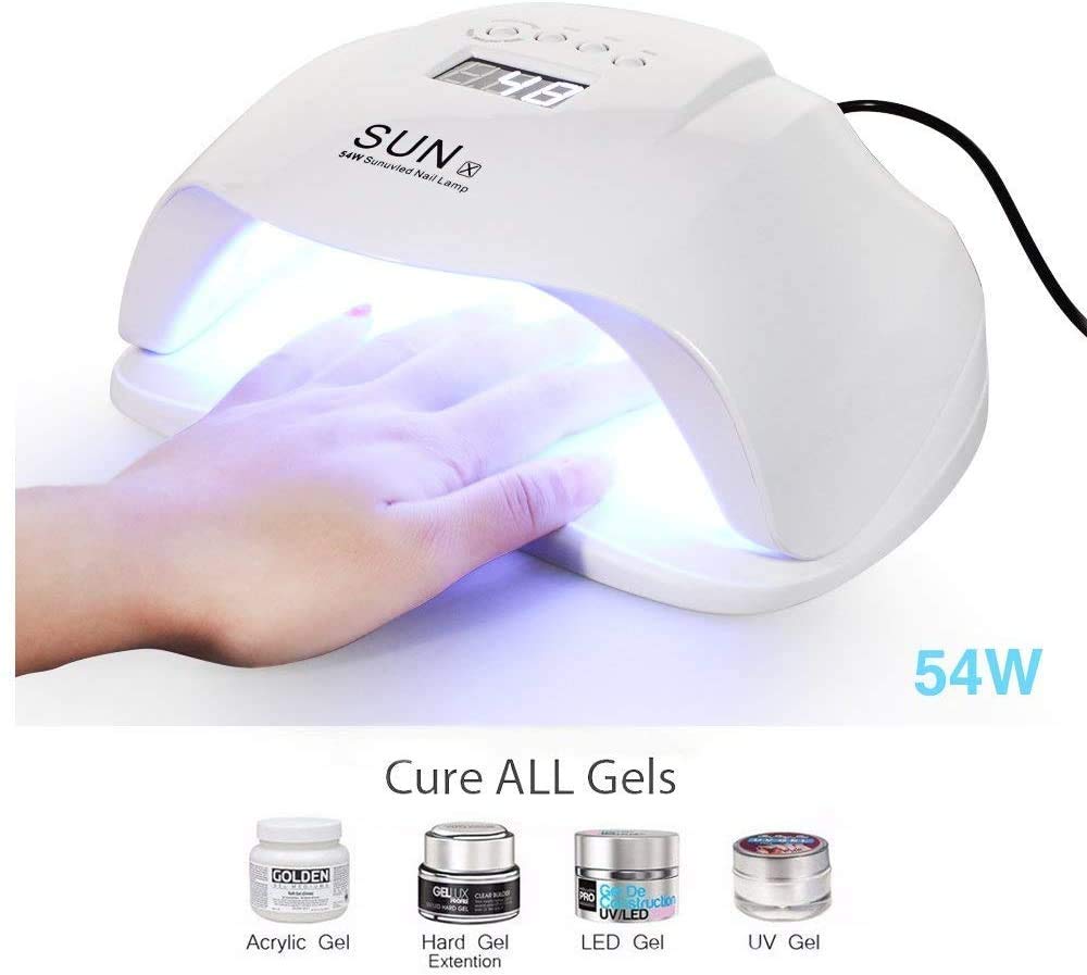 Professional 54W Nail Dryer,Dulcii UV/LED Gel Polish Smart Auto-sensing Nail Curing Lamp-36 LED Beads-Double Light Source(365 + 405nm)-Salon Level