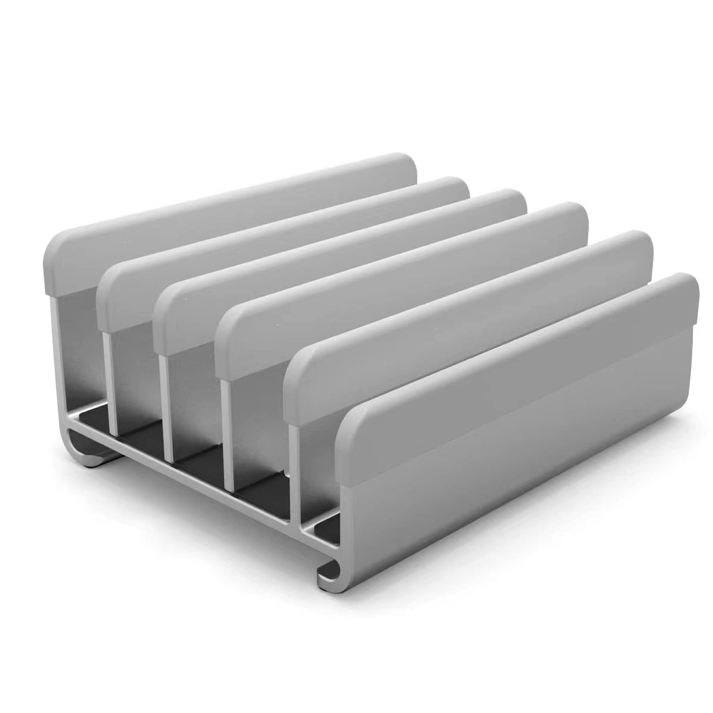 Elestoria Vertical Laptop Stand - Fits 5 Devices, Modern Design, Tool Free Adjustment, Protective & Stable (Grey)