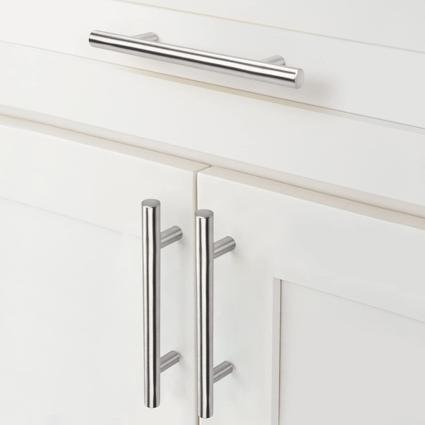 30 Pack - 3" Hole Center 76mm Cabinet Handle goldenwarm Kitchen Cabinet Handles Brushed Nickel Stainless Steel Kitchen Cupboard Cabinet Pulls Drawer pulls 5" (127mm) Length