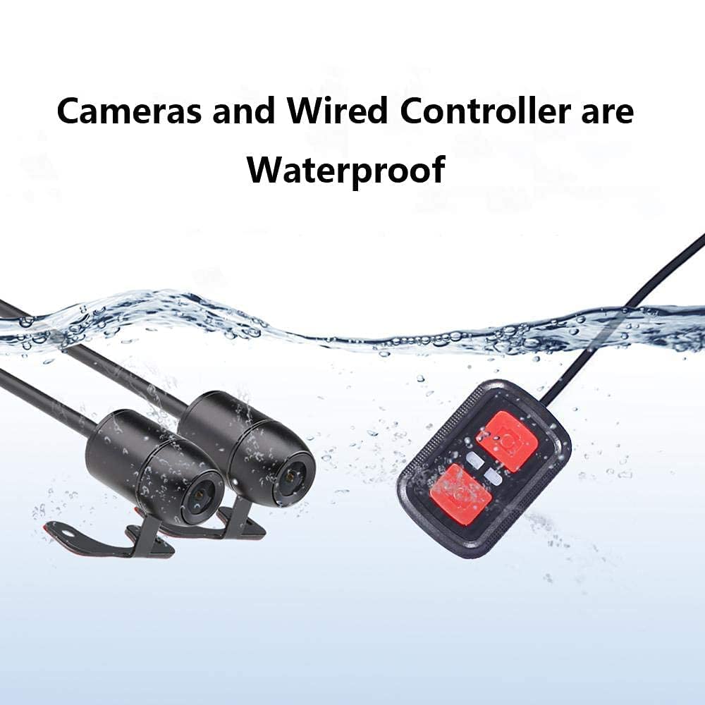 VSYSTO WiFi Motorcycle Dash Cam HD 1080P Front & Rear Camera Video Driving Recorder 2 Channel Lens Backup Camera with Night Vision G-Sensor Loop Recording (Black-D6)