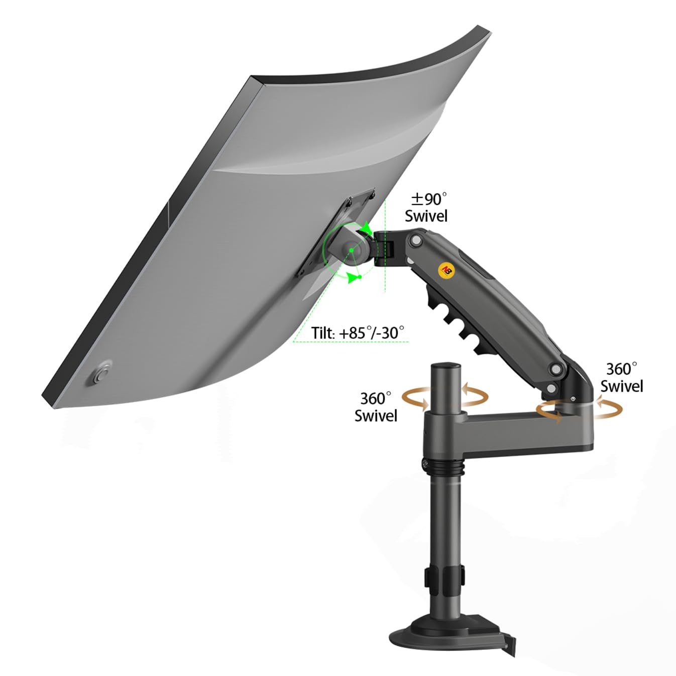 NB North Bayou Monitor Desk Mount Long Arm for Monitors from 4.4 to 19.8lbs Ultra Wide Full Motion Swivel Height Adjustable Monitor Stand H100…