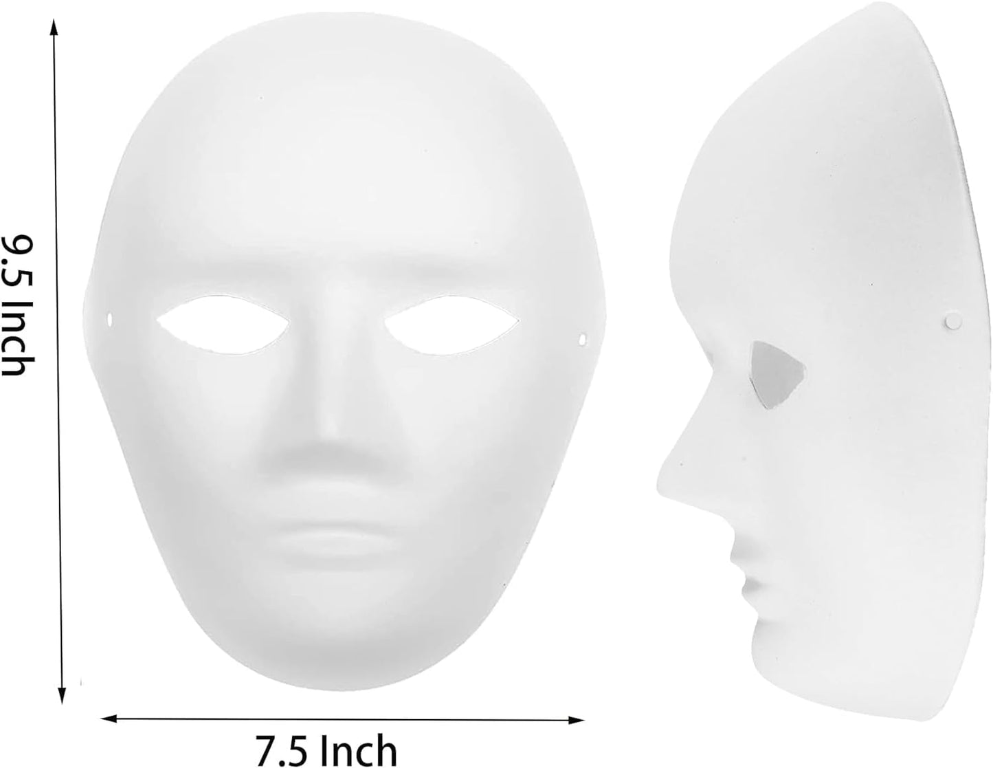 Nicunom 40 Pack DIY Full Face Masks, 2 Sizes Paintable White Plain Masks, Paper Mache Mask for Cosplay Halloween Dance Party