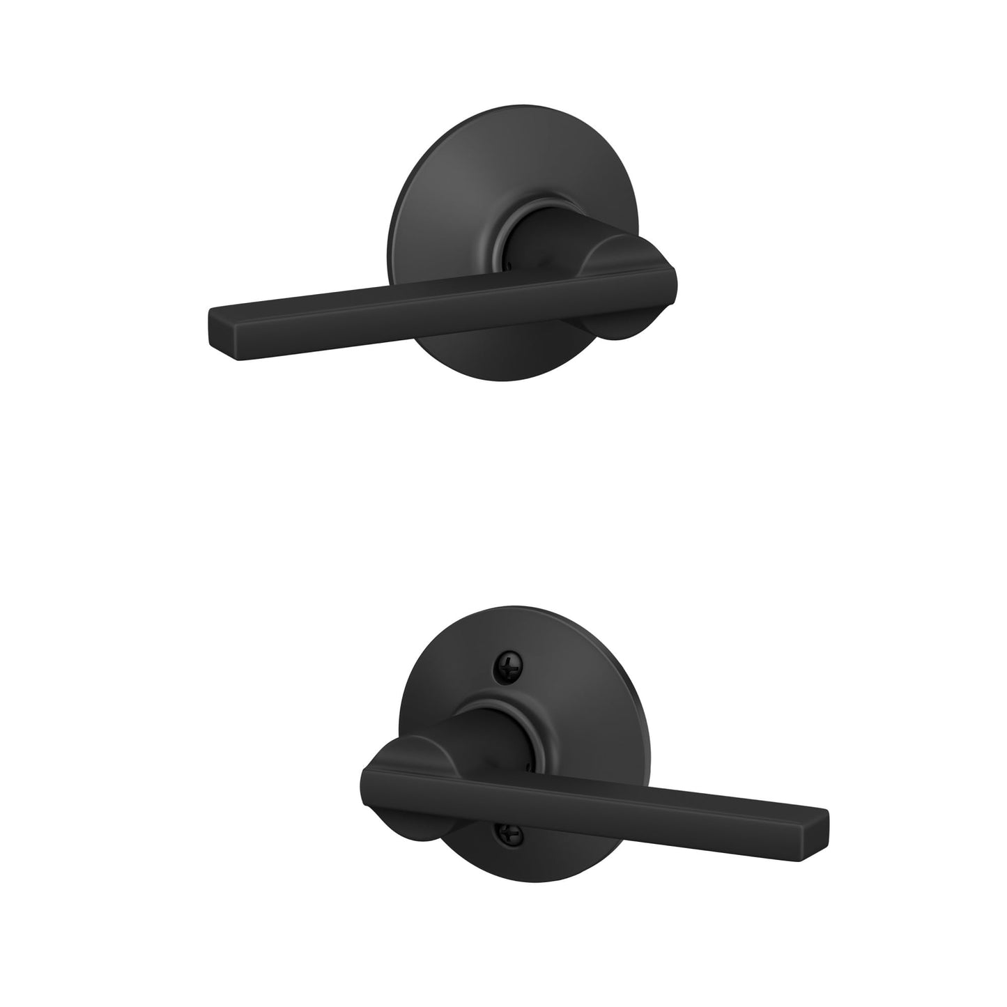 Schlage F10 V LAT 622 Latitude Door Lever with Standard Trim, Hall & Closet Passage Lock, Matte Black