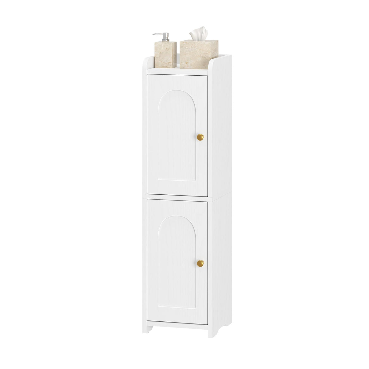 Hzuaneri Bathroom Storage Cabinet, Corner Floor Cabinet with 2 Doors and Adjustable Shelf, Narrow Toilet Paper Cabinets, Bathroom Organizer for Small Spaces, White BC49913X