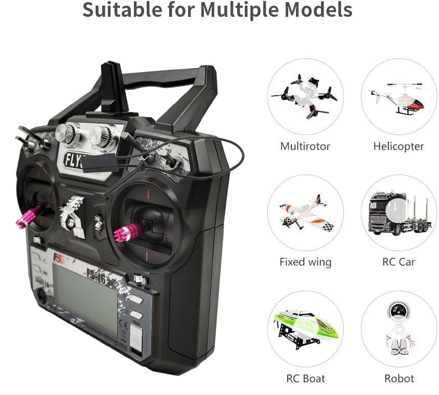 Alaohu Flysky FS-i6X 10CH RC Transmitter and Receiver FS-iA10B 2.4GHz AFHDS 2A for FPV Drone RC Car and Boat (Mode_2) Black
