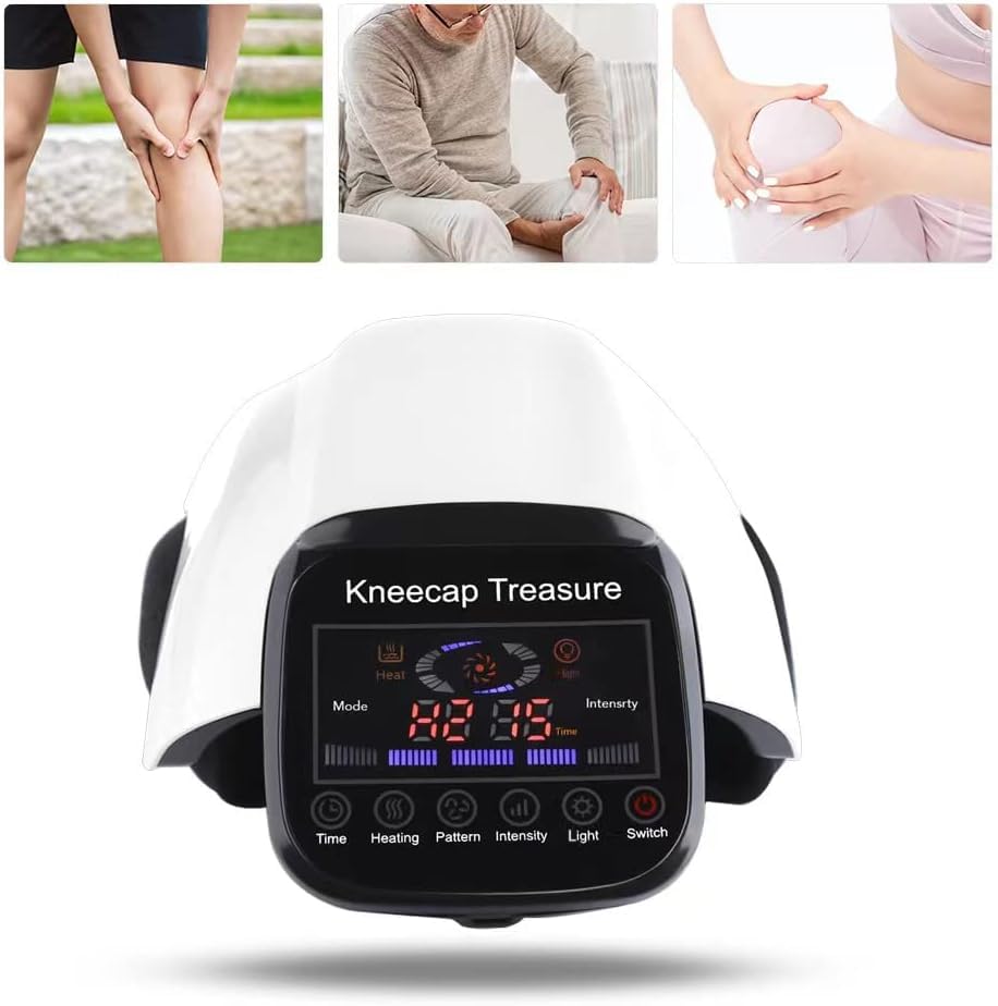 ADKJOY DTOKO Cordless Knee Massager with Heat Vibration, Heated Knee Massager, Portable Rechargeable Electronic Knee Massage with Large Screen, Adjustable Temperature,Massager Gifts For Family-White