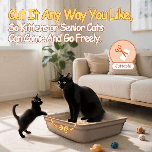 Disposable Litter Boxes for Cats Large: Recyclable 6-Pack Multi-Layer Leak-Proof Tray for Travel/Indoor Fits Most Jumbo Box as Liner