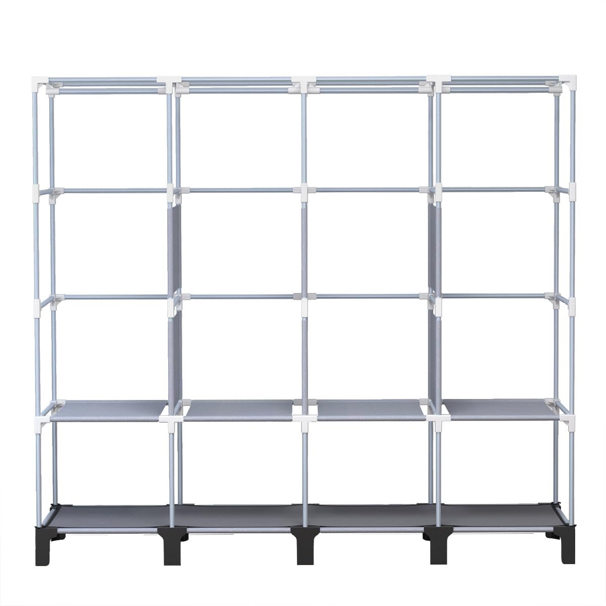 Portable Wardrobe, Large Capacity Closet Storage with Cloth Cover, Dustproof, Waterproof, Side Pockets, Simple Wardrobe Organizer, 51.2 inches, Depth 17.8 inches (Black, Extra Large)