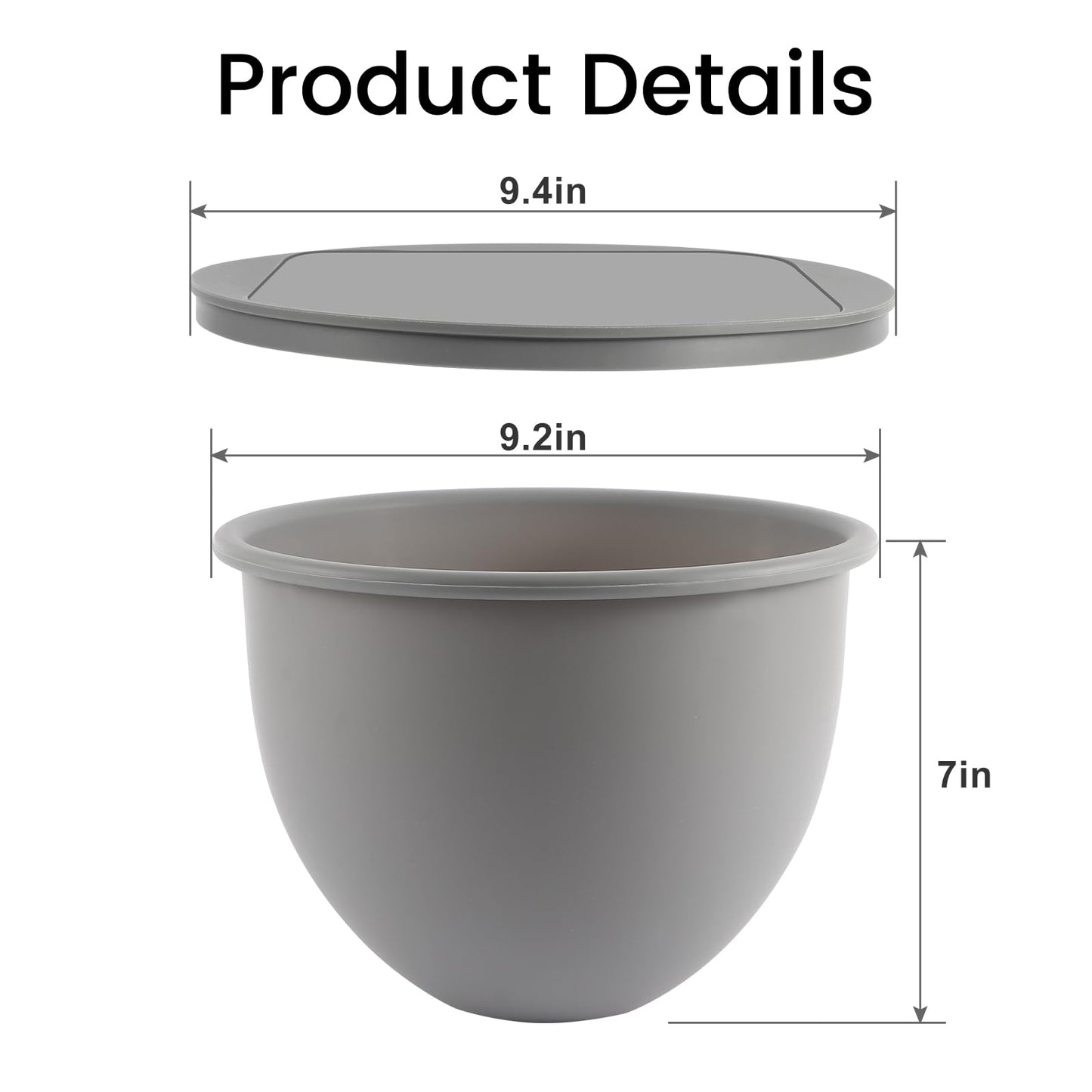 Silicone Mixing Bowl Liners Attachments Compatible with 5 Quart KitchenAid Mixers, Includes 3 Liners and Lids,Dishwasher Safe