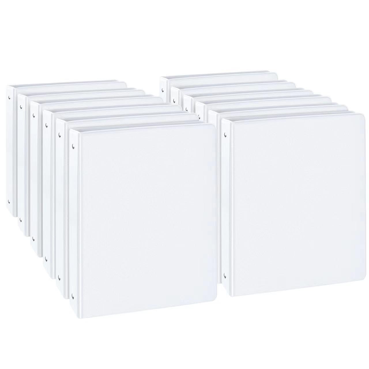 CIXILDTS 1-inch 3 Ring Binder with 2 Interior Pockets, 1'' Basic Binders Holds US Letter Size Paper - Durable, Versatile Binders for Office and School Use, 12 Pack, Balck (12-Pack, White, 1")