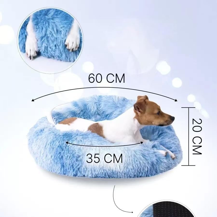 Cat Beds for Indoor Cats, Dog Beds for Small Dogs, Fluffy Plush Cat Bed Washable, Anti Anxiety Calming Dog Beds, Round Faux Fur Pet Bed up to 25lbs