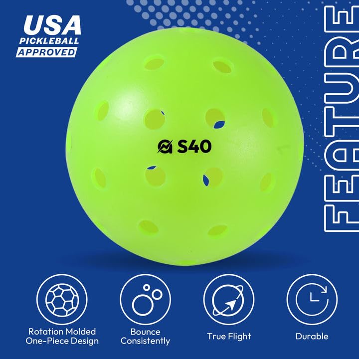 A11N S40 Outdoor Pickleball Balls- USA Pickleball Approved for Tournament Play 6/12Packs
