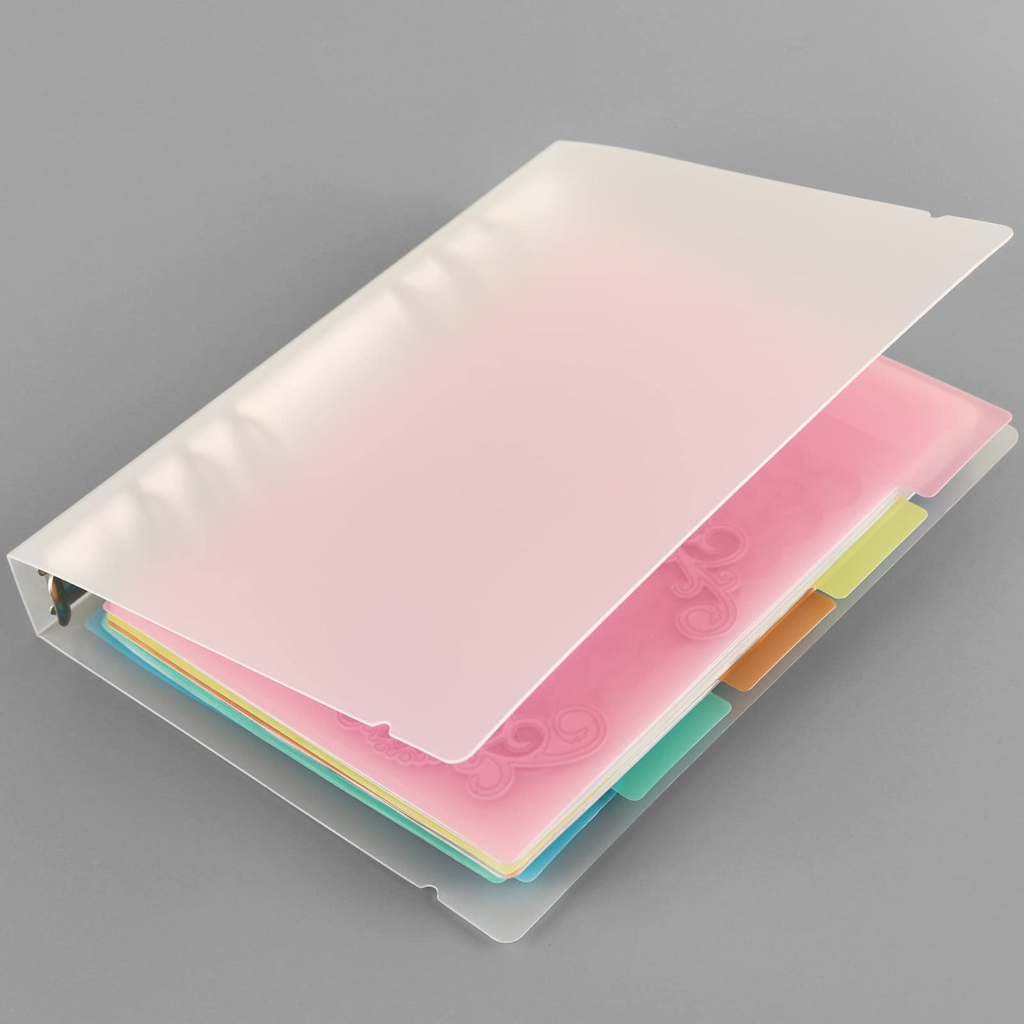 5PCS A5 6 Ring Binder Cover Clean Transparent Soft PVC with Matching Rubber Band for Refillable Notebook Shell with Matte Surface for Stamp & Die Storage（9x6.9inch /23x17.5cm）