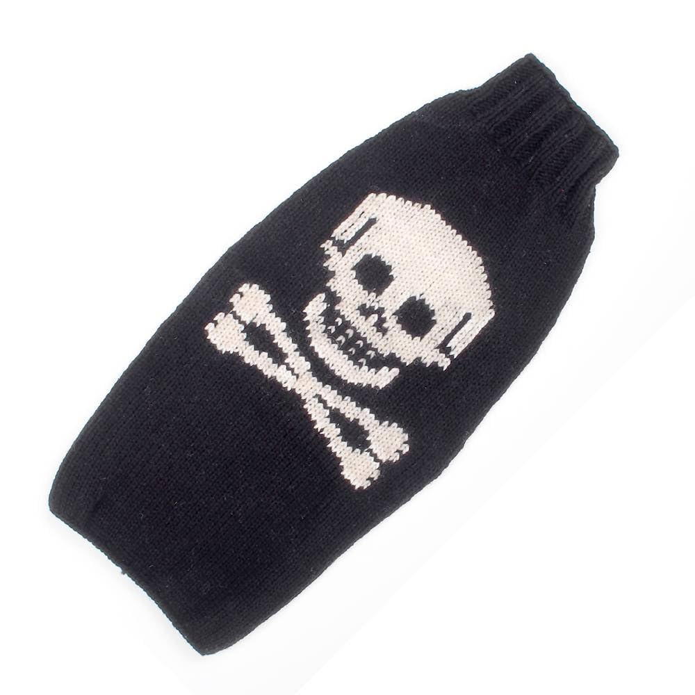 Chilly Dog Black Skull Dog Sweater, X-Large