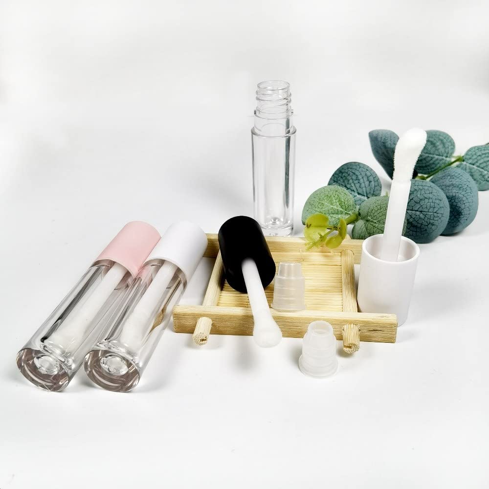 COSIDEA 24 pcs 5ml Empty Big Brush Lip Gloss Tube with Stopper, Big doe Foot Lipgloss Tubes