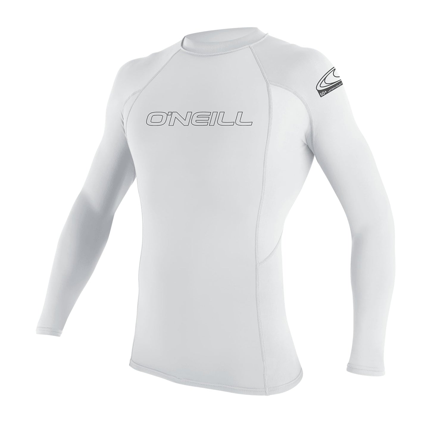 O'Neill Wetsuits UV Sun Protection Mens Basic Skins Long Sleeve Crew Sun Shirt Rash Guard, White, Large