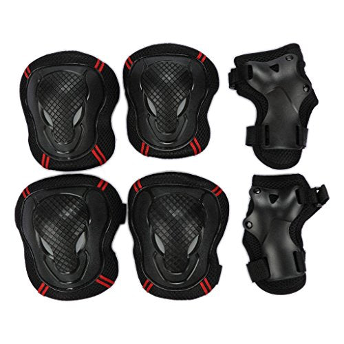 Besmall Skateboard/Skate Helmet with Protective Gear Knee Pads Elbow Pads Wrist Guards for Kids/Youth BMX/Skateboard/Bike, for Head Size M (52-57cm) Black