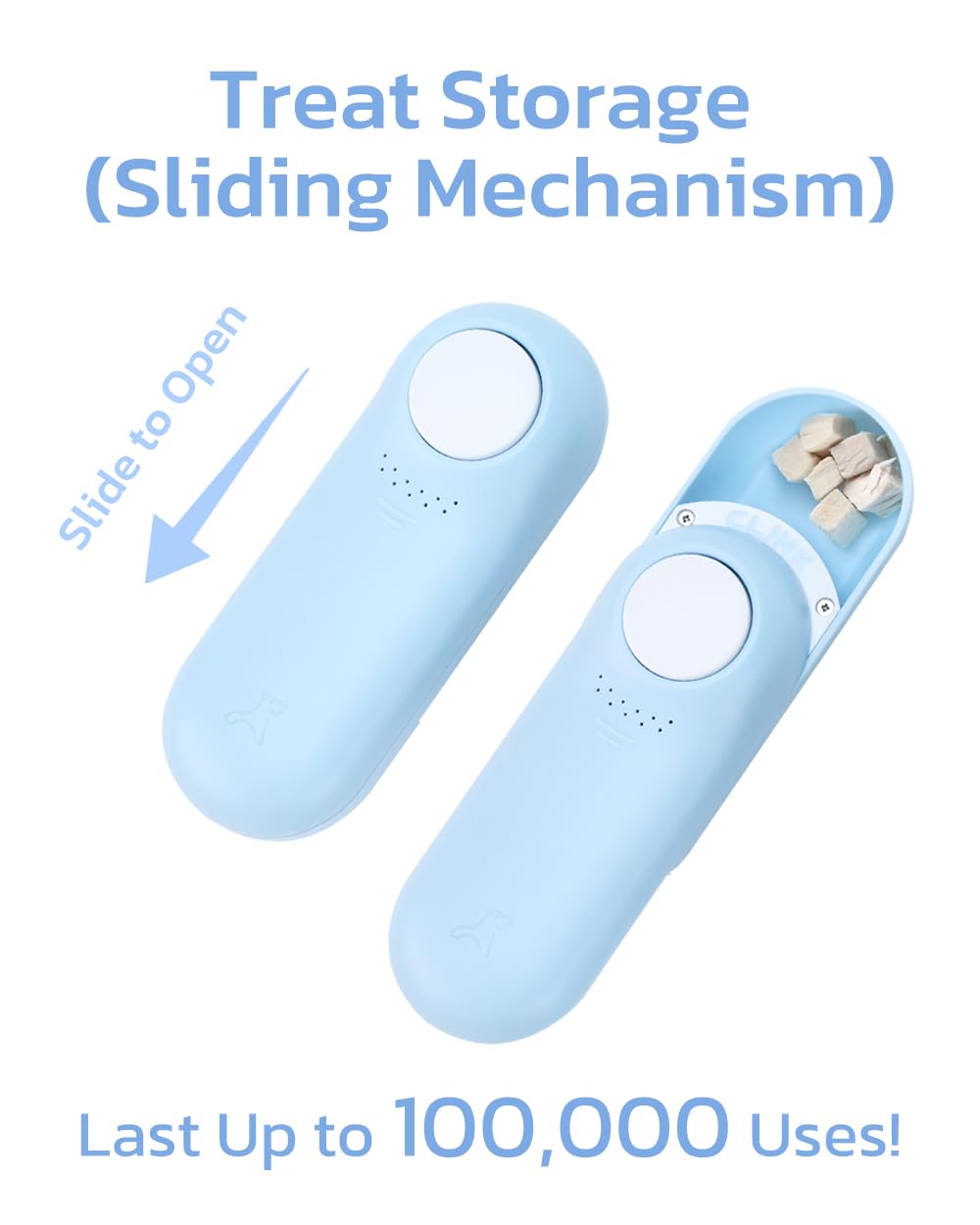 Clicker Dog Trainer & Dog Treat Pouch Alternative Dual Use 2 in 1 Dog Clicker for Training - Durable, Light (2.36 oz), Easy to Clean & Handle, Fast to Fill, Innovative Design, Blue - Click Design